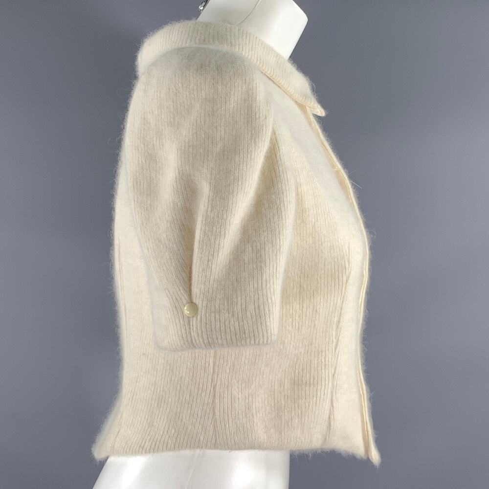 GENETPELSONE Size S Cream Cashmere Rhinestones Cardigan Dress Top - Picture 2 of 6